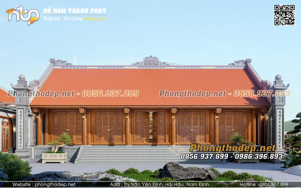 Thiết kế nhà gỗ 5 gian sân vườn Bắc Bộ đẹp nhất hiện nay